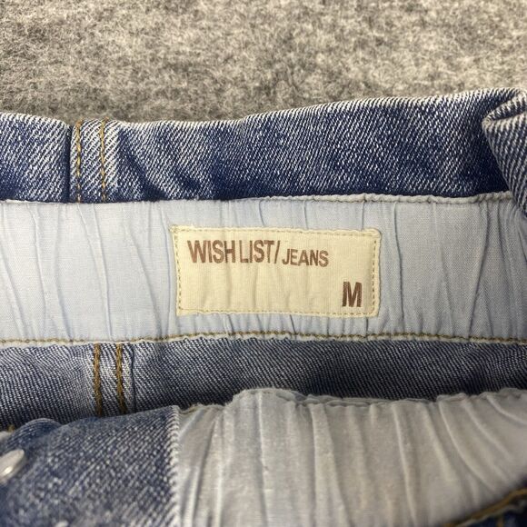 Vintage 90s Jean Denim Mini Skirt Women Medium Blue Paperbag Waist 90s - Picture 3 of 8